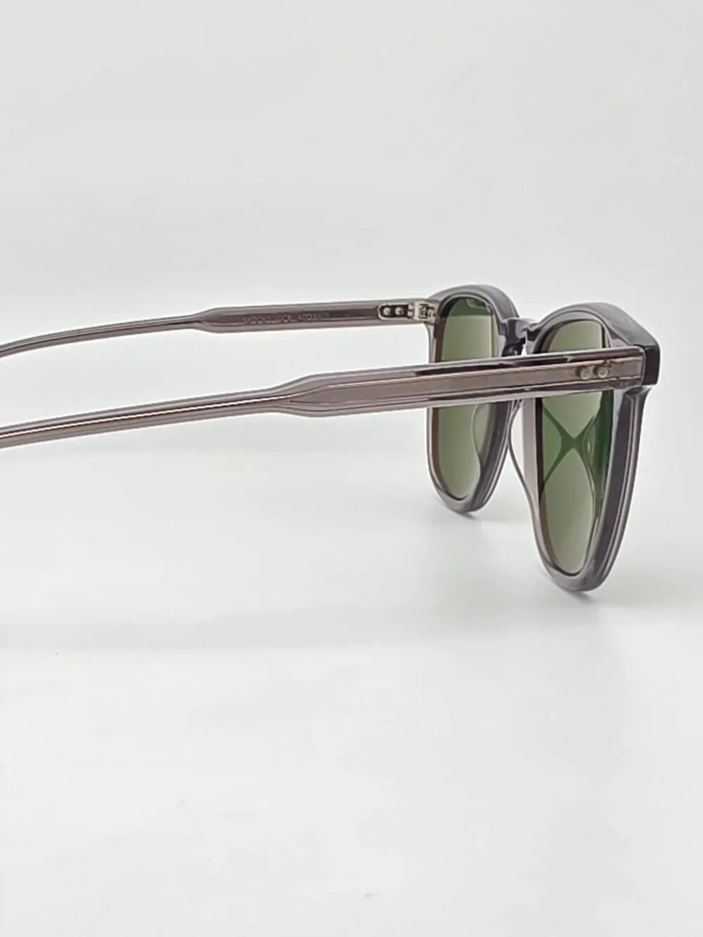Garrett Leight Brooks Grey Frame Polarized Pure Green Lens Sunglasses w/ Case